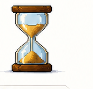 An hourglass with sand running out